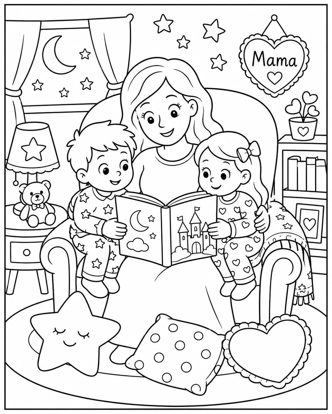 Muttertag Motiv 8 als kostenloses Ausmalbild für Kinder